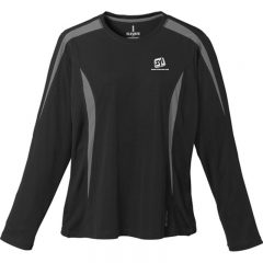 Ladies’ Kemah Long Sleeve Tech Tee - Black And Steel Grey