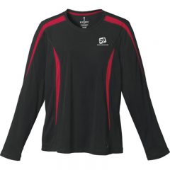 Ladies’ Kemah Long Sleeve Tech Tee - Black And Team Red