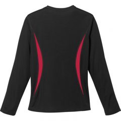 Ladies’ Kemah Long Sleeve Tech Tee - Black And Team Red Back