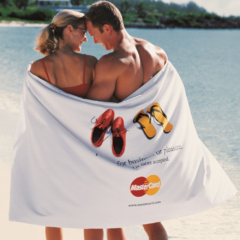 Ultra Weight Turkish Signature Beach Towel - ultraweightwhiteinuse