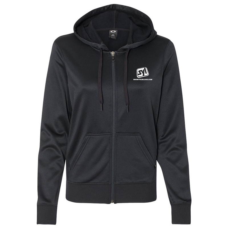 Ladies’ Oakley Poly Hooded Full-Zip Sweatshirt - Blackout