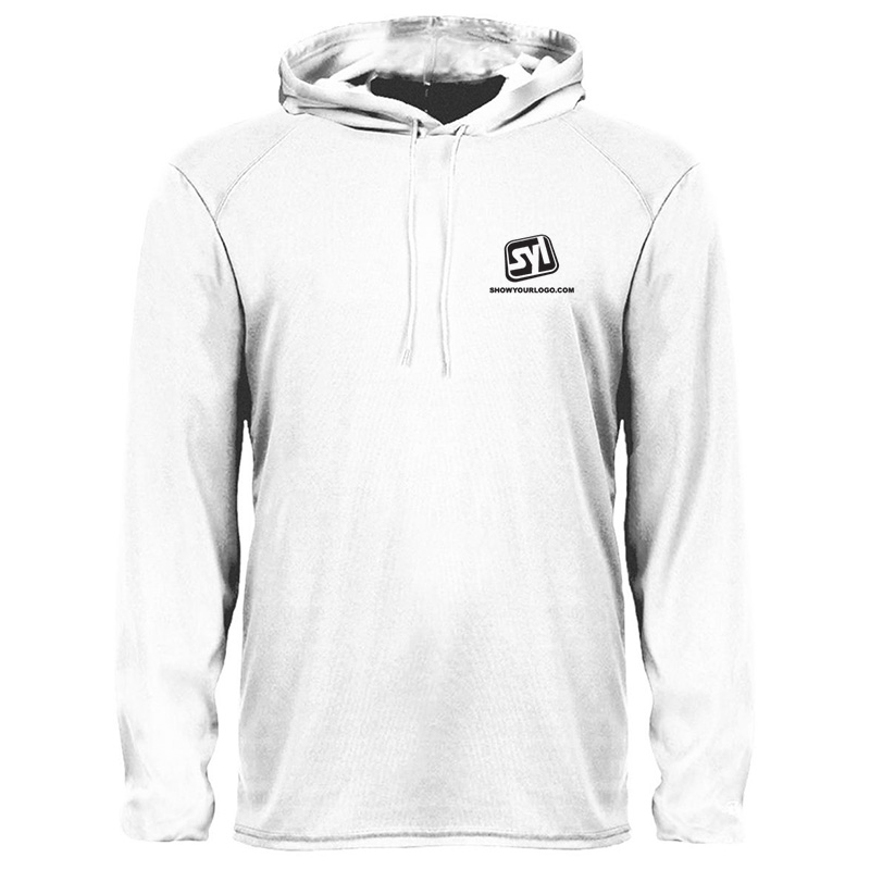 Badger B-Core Long Sleeve Hooded T-Shirt - White