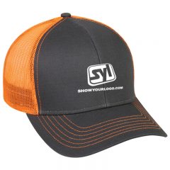 Mesh Back 6 Panel Cap - Charcoal And Neon Orange