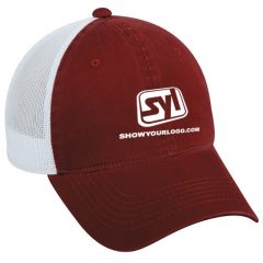 Platinum Series Washed Cotton Cap - Burgundy And White