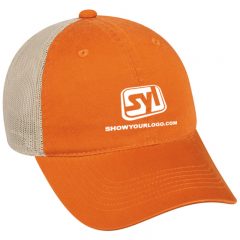 Platinum Series Washed Cotton Cap - Burnt Orange And Tan