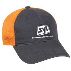 Platinum Series Washed Cotton Cap - Charcoal And Neon Orange