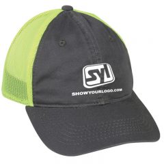 Platinum Series Washed Cotton Cap - Charcoal And Neon Yellow