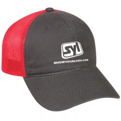 Platinum Series Washed Cotton Cap - Charcoal And Red