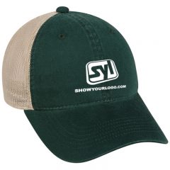 Platinum Series Washed Cotton Cap - Dark Green And Tan