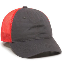 Platinum Series Washed Cotton Cap - fwt-130-charcoal-neon-red-1webp