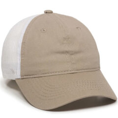 Platinum Series Washed Cotton Cap - fwt-130-khaki-white-1webp