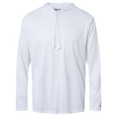 Badger B-Core Long Sleeve Hooded T-Shirt - white