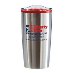 Color Splash Economy Stainless Steel Tumbler – 20 oz - A3661 silver red