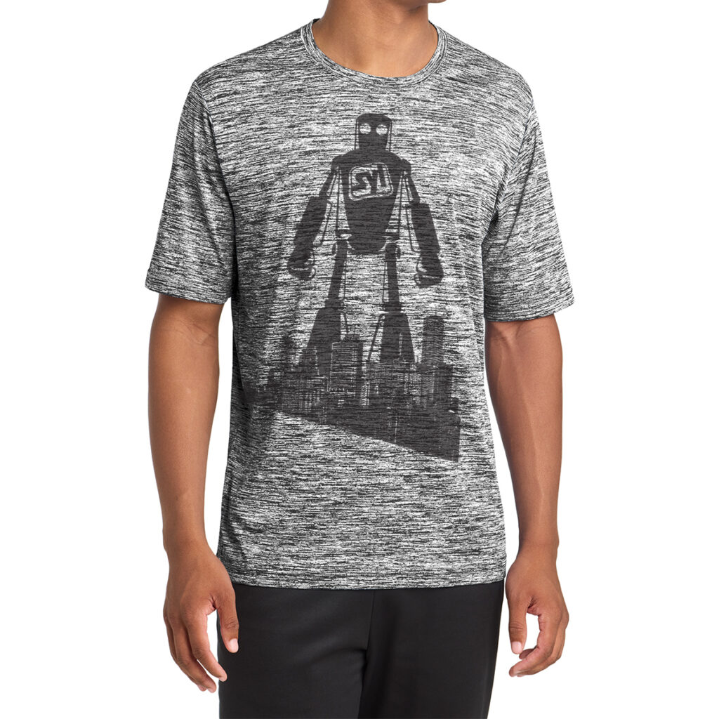 Sport-Tek® PosiCharge® Electric Heather Tee - 1200W-8057-BlkElec-0-ST390BlkElecModelFront2