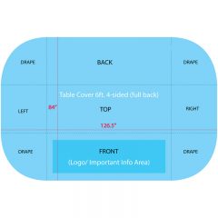 6-Foot Dye Sublimated Table Cover – 4 Sides - 6ft 4sided