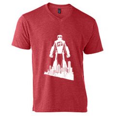 Tultex 207 Unisex Poly-Rich Blend V-Neck Tee - a3730HeatherRed