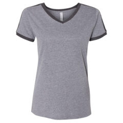 LAT Women’s Retro Ringer Fine Jersey V-Neck Tee - 65408_f_fl