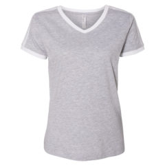 LAT Women’s Retro Ringer Fine Jersey V-Neck Tee - 65409_f_fl