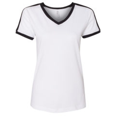 LAT Women’s Retro Ringer Fine Jersey V-Neck Tee - 65412_f_fl