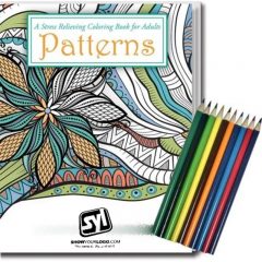 Patterns Stress Relief Coloring Book with Colored Pencils Set - A3886