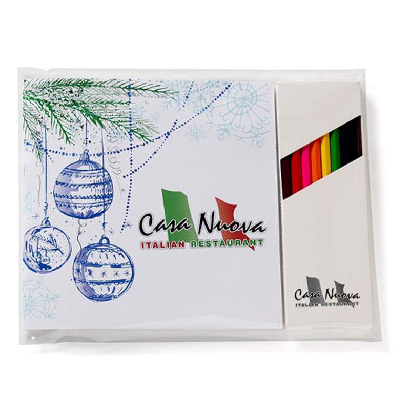 Deluxe Holiday Adult Coloring Book & 8-Color Pencil Set - main