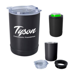 Copper Insulated Beverage Holder and Tumbler – 2-in-1 - 5613_BLK_Silkscreen