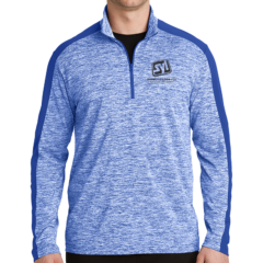 Sport-Tek® PosiCharge® Electric Heather Colorblock 1/4-Zip Pullover - 8376-TrRoyETrRy-1-ST397TrRoyETrRyModelFront-1200W