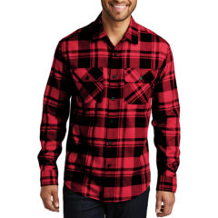 Port Authority® Plaid Flannel Shirt - 8472-EngineRedBlk-1-W668EngineRedBlkModelFront-1200W
