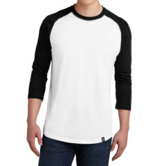 New Era® Heritage Blend 3/4-Sleeve Baseball Raglan Tee - 8545-BlkWhite-1-NEA104BlkWhiteModelFront1-1200W