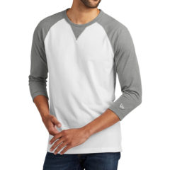 New Era® Sueded Cotton 3/4-Sleeve Baseball Raglan Tee - 8561-ShdGyHtWh-1-NEA121ShdGyHtWhModelFront3-1200W