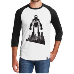 New Era® Heritage Blend 3/4-Sleeve Baseball Raglan Tee - NEAblackwhite