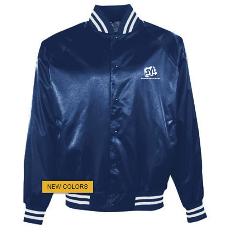 Augusta Sportswear Satin Baseball Jacket - a3610navy