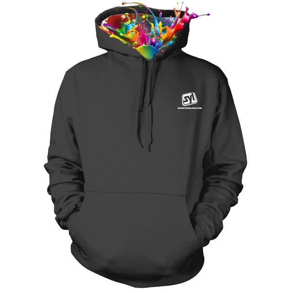 Comfort Blend Pullover with Custom Printed Hood Lining - FL185black