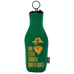 KOOZIE® Neoprene Zip-Up Bottle Kooler - beer cover green