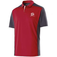 Holloway Adult Polyester Closed-Hole Division Polo - 222486scarletcarbonwhite