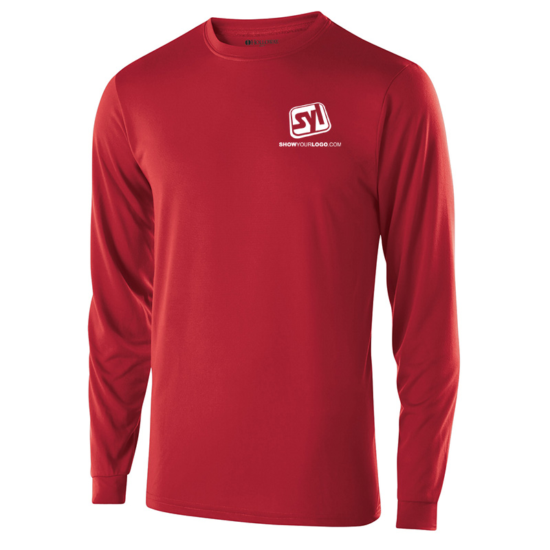 Holloway Adult Polyester Long Sleeve Gauge Shirt - 222525_scarlet