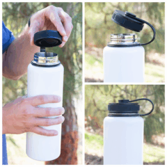 h2go venture Stainless Steel Thermal Bottle – 40 oz - h2go venture Stainless Steel Thermal Bottle 8211 40 oz 8211 Black Threaded Lid with Retaining Loop