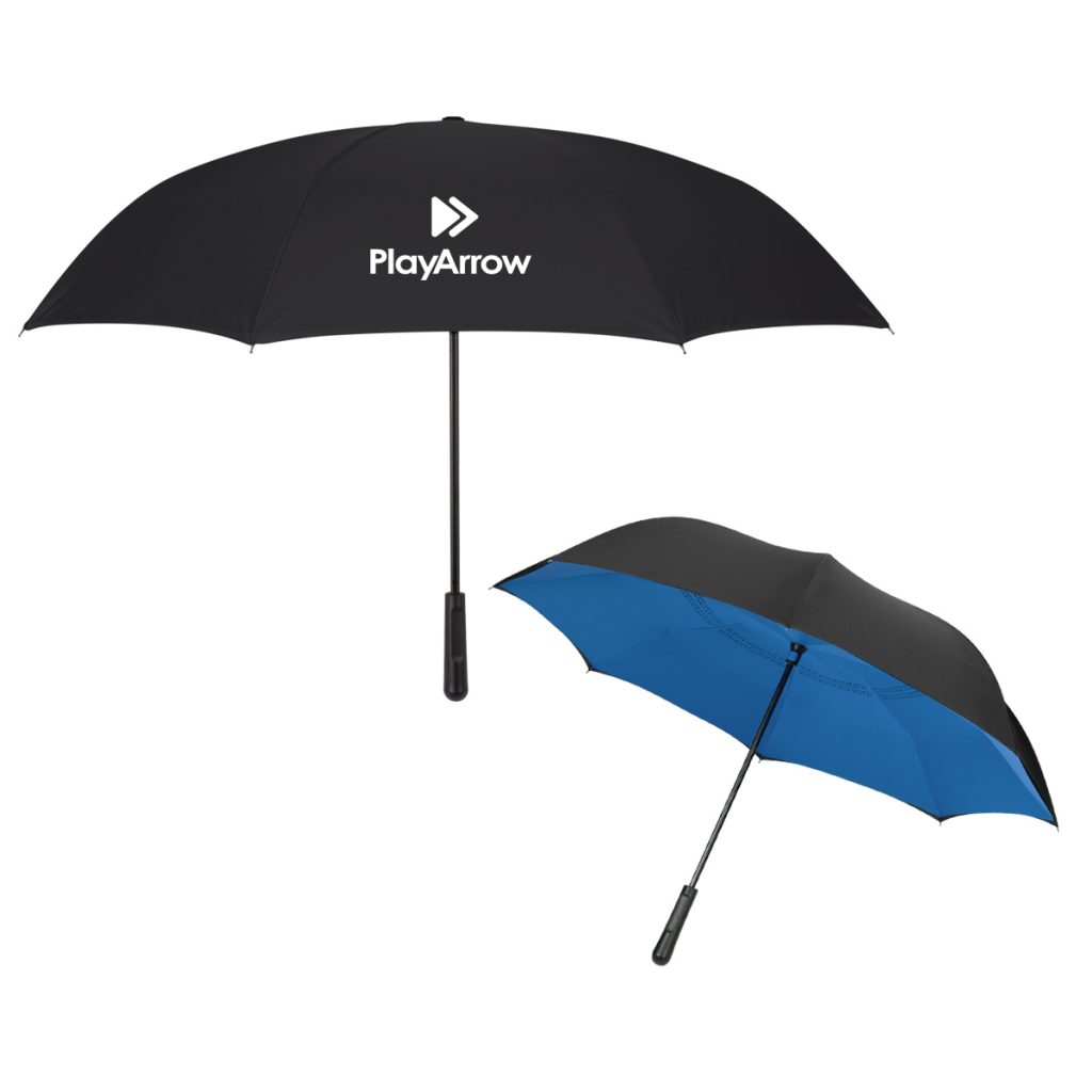 Two-Tone Inversion Umbrella – 48″ Arc - 4145_BLKROY_Silkscreen