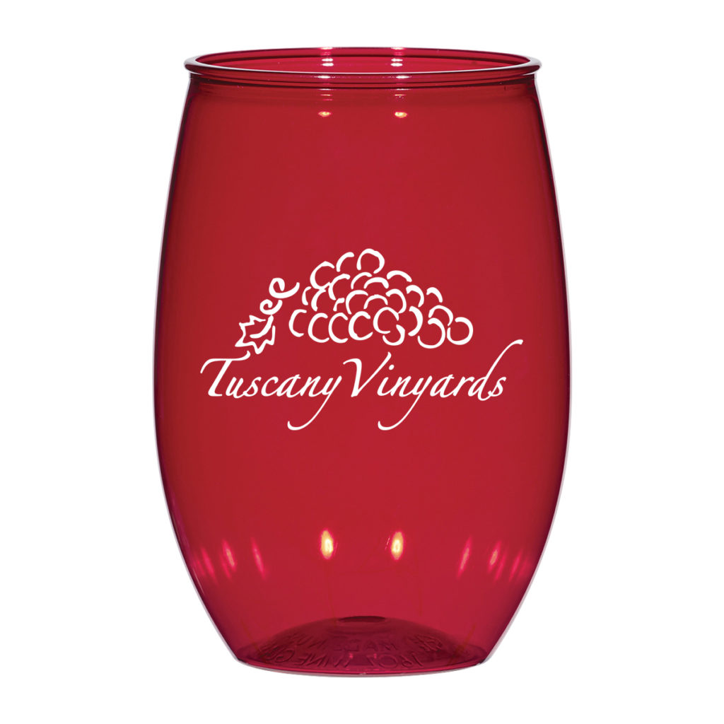 Stemless Wine Glass – 16 oz - 5992_RED_Silkscreen