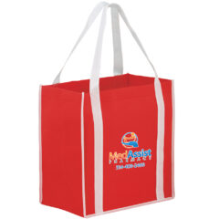 Two-Tone Non-Woven Tote Bag with Poly Board Insert - CT12813EV_Red_White