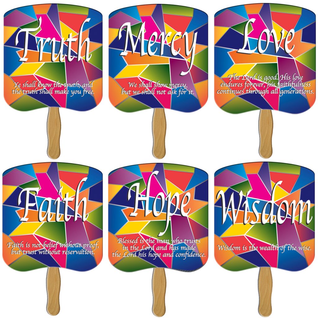 Assorted Stock Religious Hand Fan Stock Graphic - RF_920_RF-920_104355