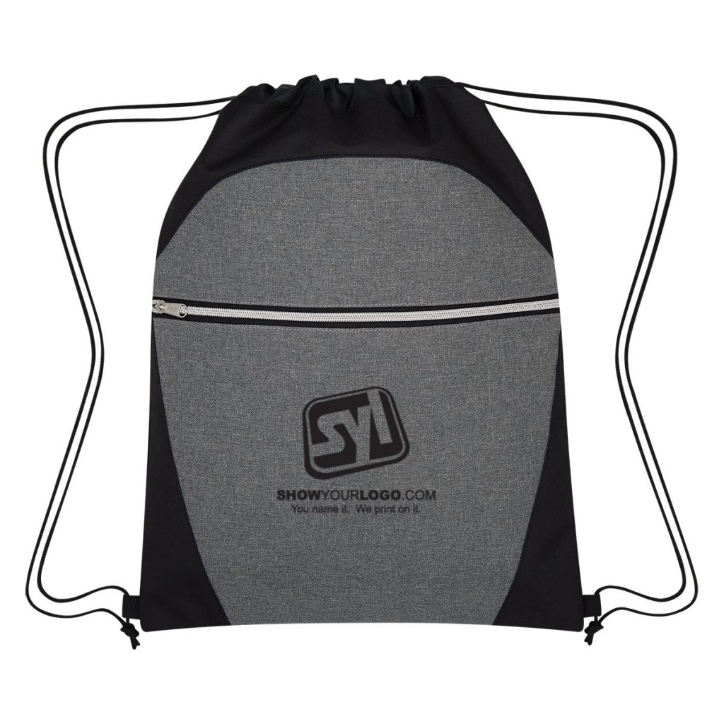 Heathered Two-Tone Drawstring Backpack - 3802_GRABLK
