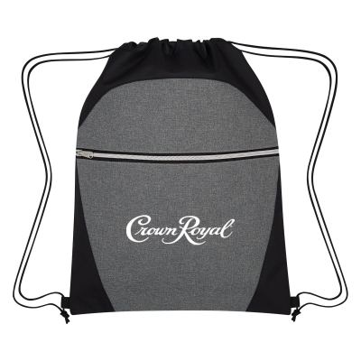 Heathered Two-Tone Drawstring Backpack - 3802_GRABLK_Silkscreen