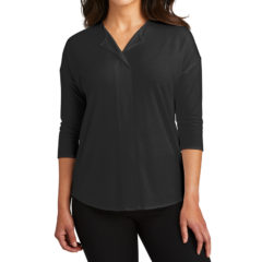Port Authority® Ladies Concept 3/4-Sleeve Soft Split Neck Top - 8720-Black-1-LK5433BlackModelFront3-1200W