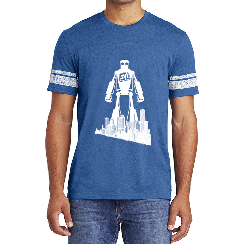 District Made® Men’s Game Tee - 8776-HthdTrRylWh-1-DT376HthdTrRylWhModelFront-1200W
