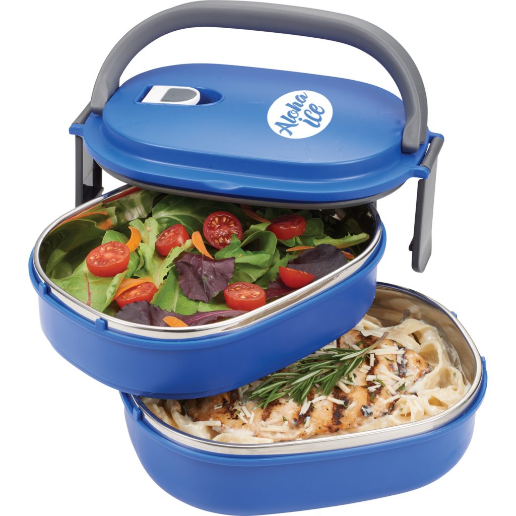 Two Tier Insulated Oval Lunch Box Food Container - download 5