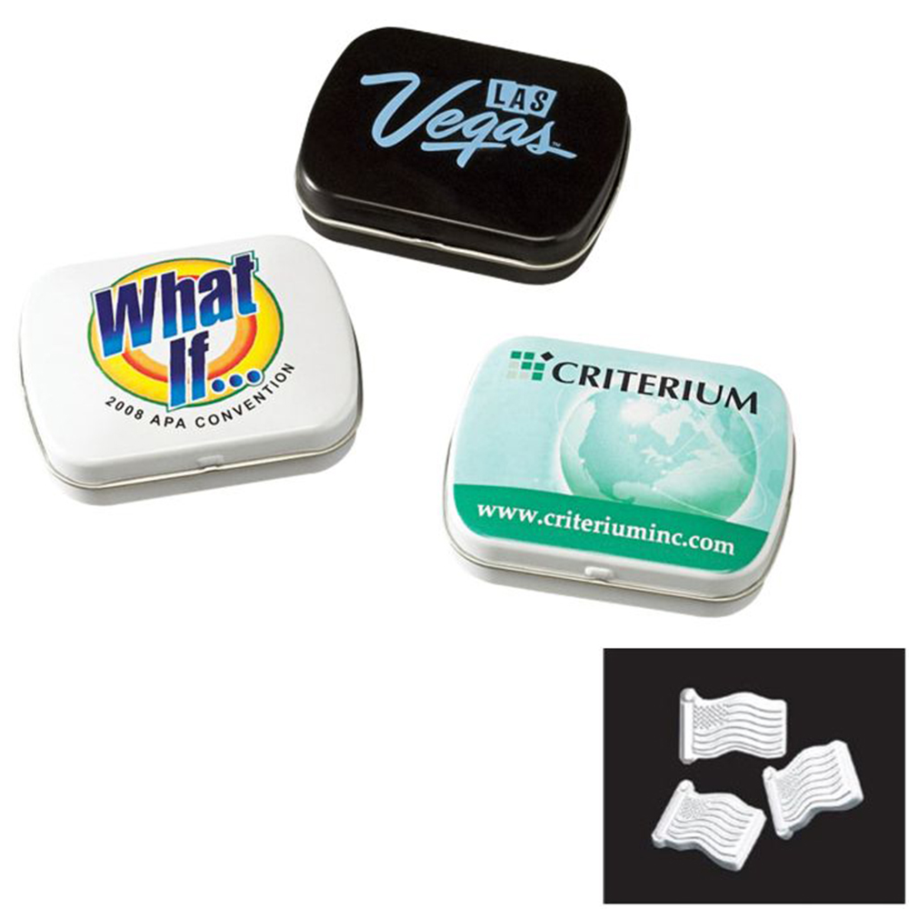 Domed Tin with American Flag Shaped Mints - 300_sm_fl_300-flag_57443