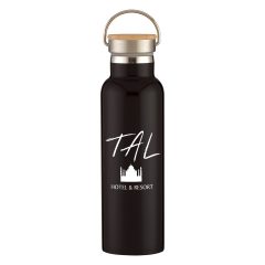 Tipton Stainless Steel Bottle with Bamboo Lid – 21 oz - 5633_BLK_Silkscreen