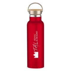 Tipton Stainless Steel Bottle with Bamboo Lid – 21 oz - 5633_RED_Silkscreen