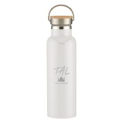 Tipton Stainless Steel Bottle with Bamboo Lid – 21 oz - 5633_WHT_Laser